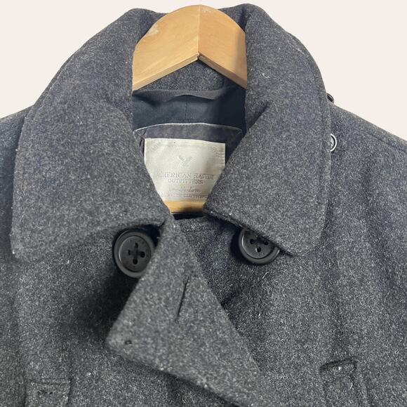 American Eagle Dark Gray Utilitarian Wool Pea Coat Size M - Picture 3 of 9